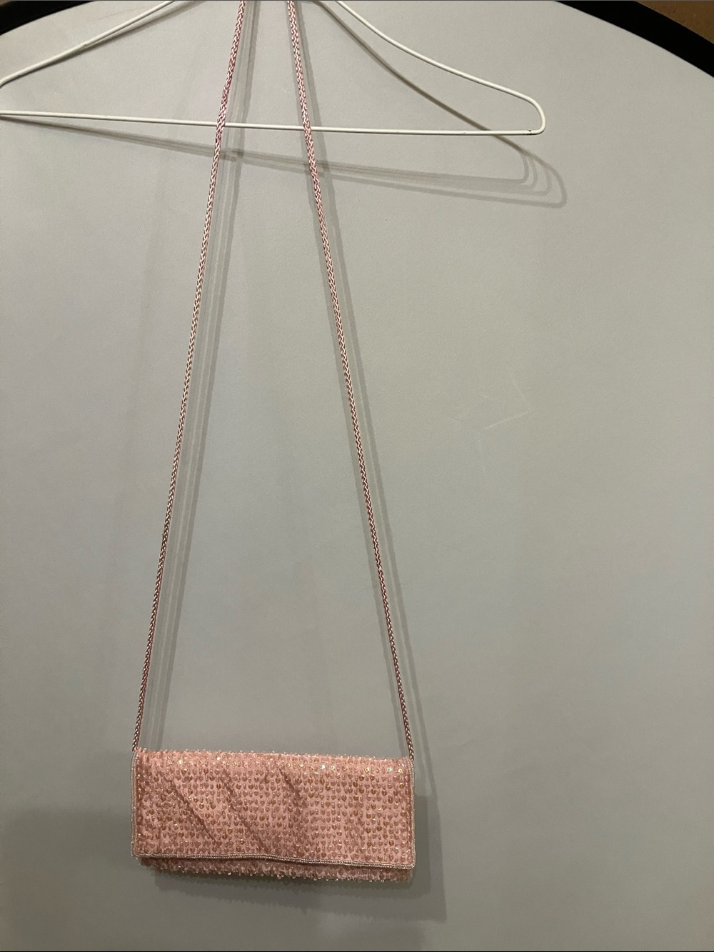 Valerie Stevens Pink Beaded Shoulder Clutch